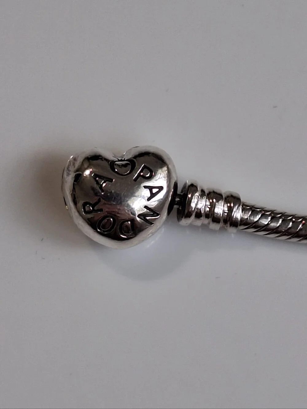 Authentic Pandora Heart Clasp Bracelet with Sparkling Pavé Safety Chain S925 ALE